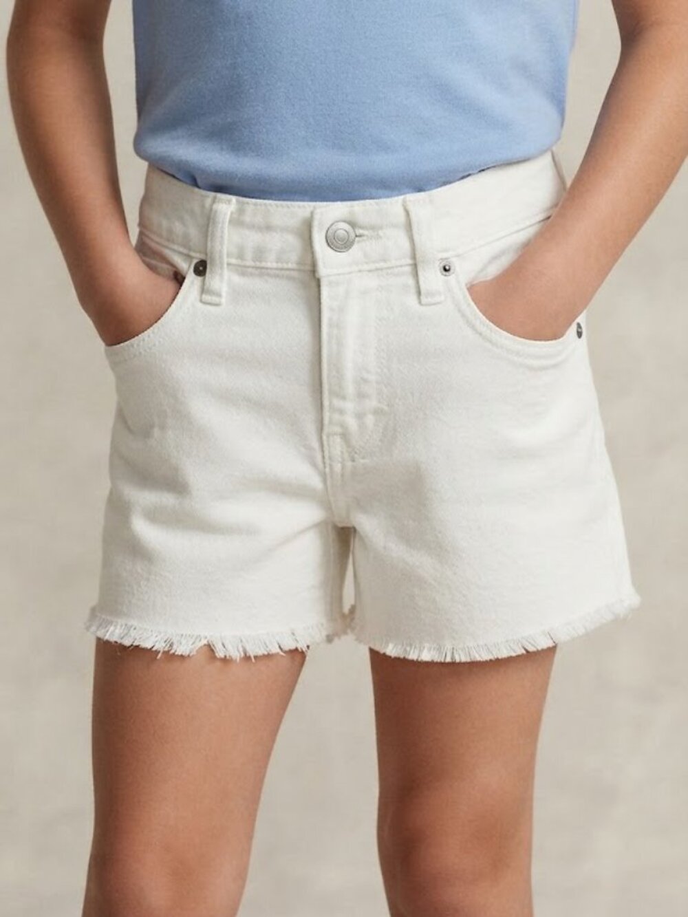 Cat & Jack Girls White Denim Shorts Mid Rise Stretch Jean Shorts Size S NWT